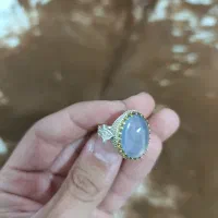 انگشتر مردانه عقیق یمن ابی (کبود) معدنی