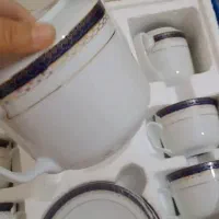 سرویس ۱۷ پارچه جایخوری ایتالیایی  مینا سرمه ای