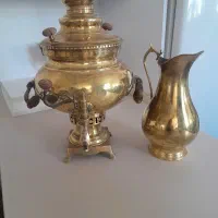 سماور زغالی برنزی وپارچ کاملا سالم استفاده نشده