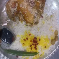 چلو مرغ باکره فراوان بارب انار خالص تازه