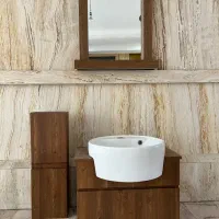 سرویس کامل روشویی و باکس حوله و آینه هالوژن دار|لوازم سرویس بهداشتی|بابل, |دیوار