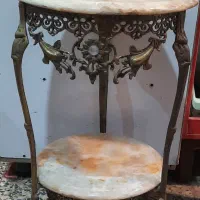 میز تلفن برنجی شیک ۲ طبقه