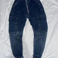 شلوار جاگر/اسلش جین آبی سرمه ای