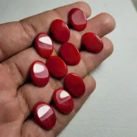 ۱۰ قطعه نگین مرجان تراش تخت سنتتیک