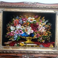 تابلو گل میخک کد32 دستبافت و ابریشم دار|تابلو فرش|تبریز, |دیوار
