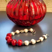 دستبند دستساز مروارید و سنگ جید|بدلیجات|رشت, نیکمرام|دیوار