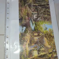 نخ و نقشه دو کلبه منظره آماده بافت تابلودستباف