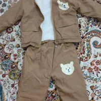 ست کاپشن شلوار  تدی داخل پشمی مناسب تا ۳سال