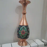 گلدان مس و پرداز ۳۰ سانتی و قندان میناکاری