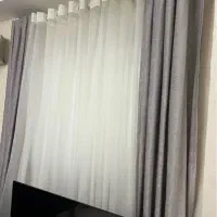 پرده سه تکه پتینه طوسی همراه زیرپرده|پرده، رانر، رومیزی|رشت, انصاری|دیوار