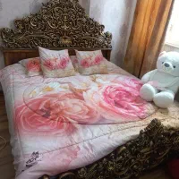 تخت دو نفره چوب راش همراه دو عدد پاتختی سفارشی