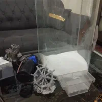 آکواریم شیشه خم با وسایل معاوضه با سره|ماهی|همدان, |دیوار