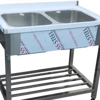 سینک صنعتی دو لگنه با میز و صندلی کافی‌شاپی فوری