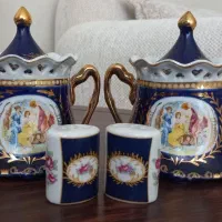 قندان چینی قدیمی سه دختر و کاسه آرکوپال بزرگ ۲۷