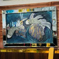 تابلو آینه کاری رقص ماهی ها ابعاد ۷۰در۵۰|تابلو، نقاشی، عکس|رشت, گلزاران|دیوار