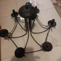 لوستر فرفرژه ۶ شاخه با رنگ کوره ای کارخانه ای|لوستر و چراغ آویز|تهران, درکه|دیوار