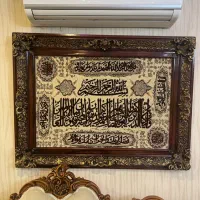 تابلو دست بافت چهله ابریشم برجسته با قاب چوبی