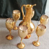 پارچ و لیوان طلایی، گلدان طلایی، جا شکلاتی طلایی
