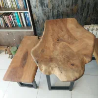میز و نیمکت روستیک دست ساز چوب گردو
