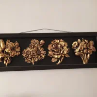 تابلو چوب و پلی استر گل برجسته