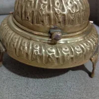 خاویار خوری  قدیمی برنجی اصل قلم دست پهلوی|کلکسیون اشیاء عتیقه|چالوس, |دیوار