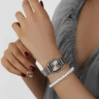 ساعت زنانه چهارگوش بند کرکره ای ترند روز