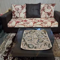 مبل چرم با جلو مبلی و عسلی