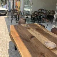 میز ۶نفره لبه طبیعی تمام چوب گردو روستیک|میز و صندلی غذاخوری|تهران, دریاچه شهدای خلیج فارس|دیوار