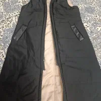 پافر بلند کلاه دار مشکی وکرم دو رویه سایز یک