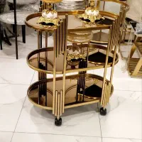 میز بار پذیرایی کالسکه ای چرخ دار ترولی فلزی استیل
