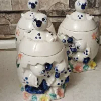 بانکه های قدیمی چینی سه تایی درب دار/کاملا سالم