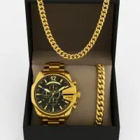 ساعت استیل ب همراه دستبند و گردنبند