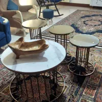 میز عسلی و جلو مبلی ۴ تیکه استیل طلایی|مبلمان خانگی و میز عسلی|ساری, |دیوار