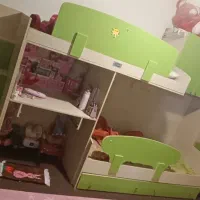 تخت خواب دو طبقه کمد دار و میز کامپیوتر دار