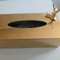 جا دستمالی گوزنی آینه ای طلایی نو