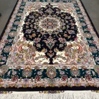فرش دستباف بساک در کرج جفت ۶ گل ابریشم حاشیه سبز|فرش|تهران, بهاران|دیوار