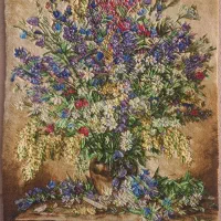 تابلو فرش دستبافت گل و گلدان|تابلو فرش|قزوین, |دیوار
