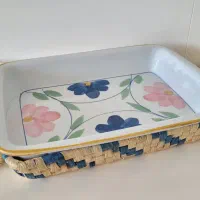 ظرف سرو مدل چینی و حصیری گل‌پنبه‌ای