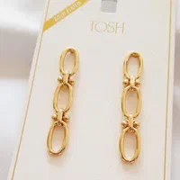 گوشواره آویز بلند تیفانی با روکش طلا|بدلیجات|ارومیه, |دیوار