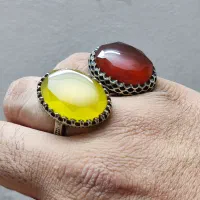 انواع انگشتر عقیق خراسان -رکاب ورشو ( نقره نیست )