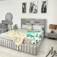 تخت خواب دونفره پازلی آینه چوبی پارچه ای کوالا