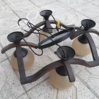 لوستر آشپزخونه. ۴ شاخه. چوبی .سالم