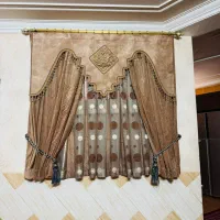 پرده حریر با لایه کناری مخمل درحد|پرده، رانر، رومیزی|چابهار, |دیوار