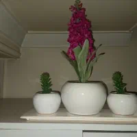 گلدان  سرامیک سه تکه با سینی