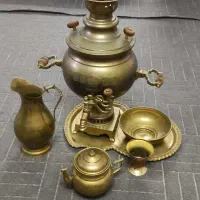 سماور ذغالی برنجی طرح روس