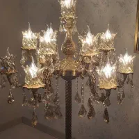 آباژور ایستاده برنز اصل ۶ شاخه ۱۳ شعله|چراغ خواب و آباژور|کرمانشاه, |دیوار