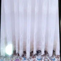 پرده تور ترک طرح دار با دستک مخمل سورمه ای طور|پرده، رانر، رومیزی|قائن, |دیوار