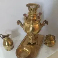 ست سماور برنزی همراهپارچ و سینی قوری ...