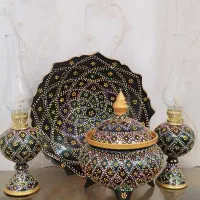 نقطه کوبی بر روی شی های سفالی.|صنایع دستی و سایر لوازم تزئینی|شهرضا, |دیوار