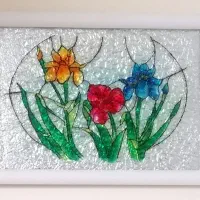 تابلو ویترای نقاشی سه گل